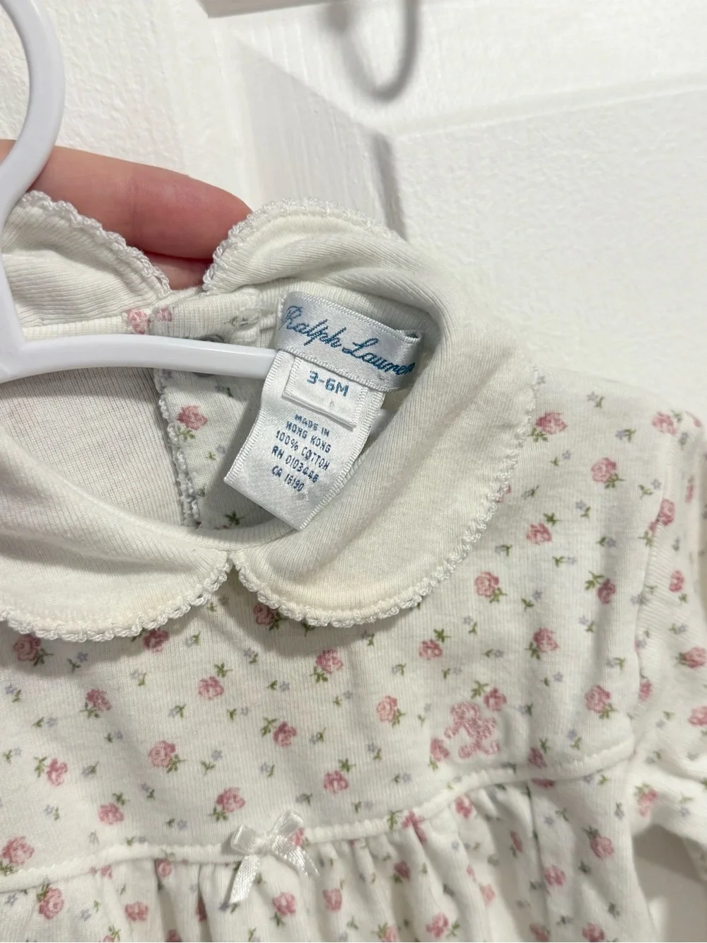 Ralph Lauren Floral Footed One-Piece for Babies - Cream with Pink Floral